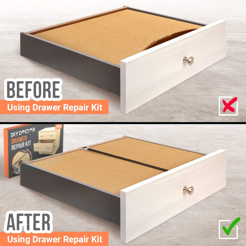 DIY Doctor Drawer Repair Kit - Drawer Replacement Parts - Drawer Fixer - No Need for Kitchen Drawer Replacement - Replacement Kitchen Drawer - Fix Buckled Drawers - Pack of 4