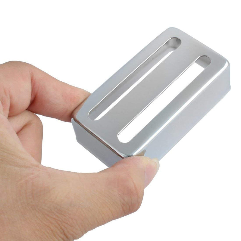 2Pcs Metal Acoustic Two-line Electric Humbucker Guitar Pickup Cover 7cm x 4cm x 2cm Silver Tone