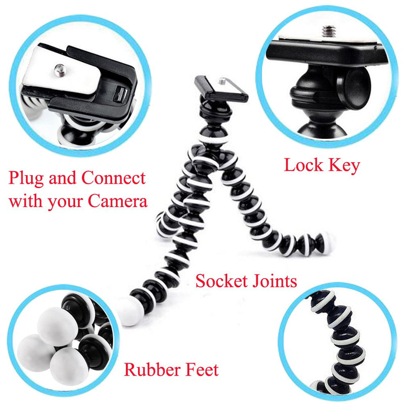 Octopus Camera Tripod, Walway Flexible Cell Phone Holder Stand Selfie Stick with Quick-Release Plate for Smartphone/Camera/GoPro/Action Camera/DSLR