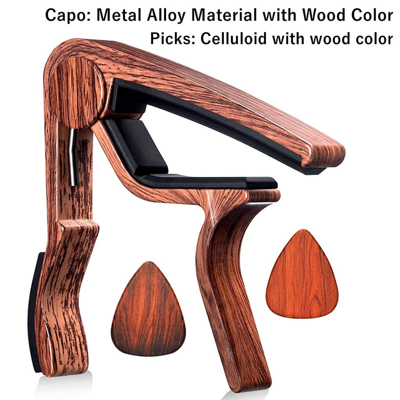 [AUSTRALIA] - MOREYES Guitar Capo for Acoustic Guitar,Ukelele, Electric Guitar,Bass with Wood Color Guitar Picks (Mirabow color) 