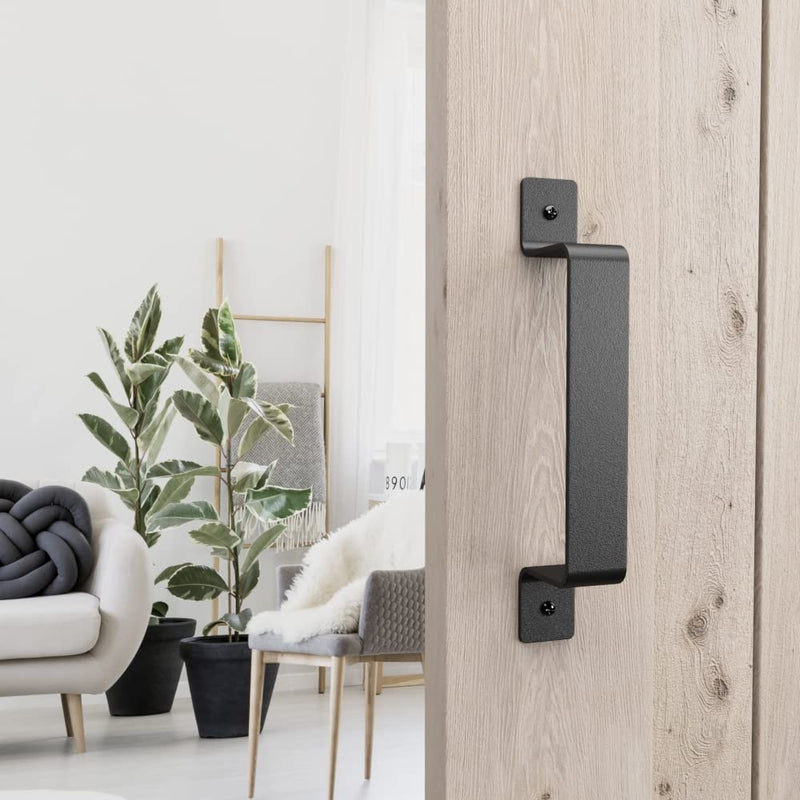 [AUSTRALIA] - SANKEYTEW Barn Door Pull Handle Black Steel Hardware for Sliding Door Gate Cabinet Closet Drawer Garage Shed, Rustic Style (2 pcs) 