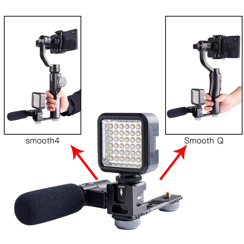 Quadruple Cold Shoe Stabilizer Mounts - Aluminium Hot Shoe Mount Plate Adapter for Zhiyun Smooth 4 & Q/DJI OSMO Mobile & 2/Feiyu Gimbals and All Major Stabilizer Accessories