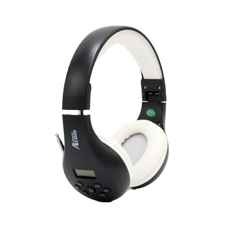 Things Audio Portable Personal FM Radio Headphones Pull-Out Antenna for Great Reception, Walking, Jogging, Relaxing, School, Talk Radio - Powered by 2AA Batteries (Not Included) (Black & White) Black & White