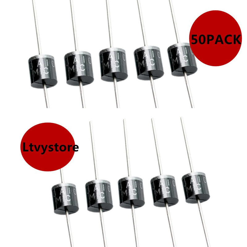 10A10 Diodes, Ltvystore 10 A/ 1000V 10A 1KV 10A10 MIC Axial Rectifier Diode Set, Pack of 50