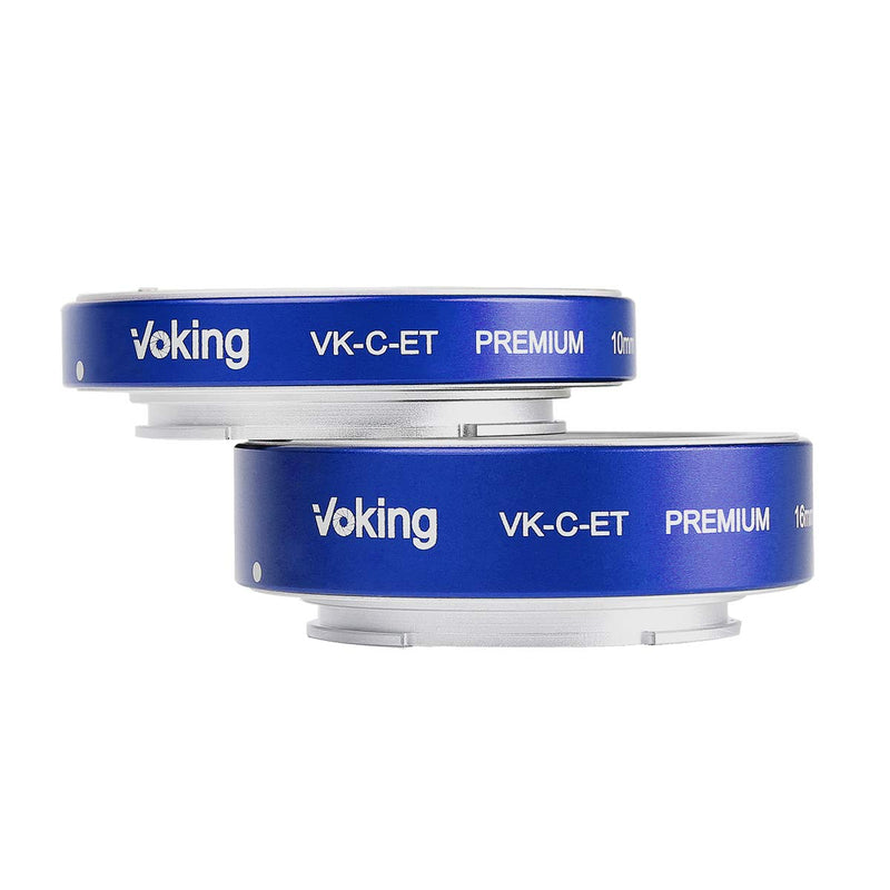 Voking VK-C-ET 10mm+16mm Metal AF Auto Focus Macro Close-up Extension Tube Adapter Ring Kit for Canon Mirrorless Canon M2 M3 M5 M6 M10 M50 M100 M200 M6 Mark II EOS-M Cameras Blue