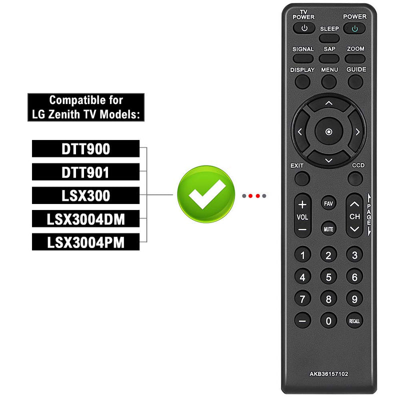 Gvirtue AKB36157102 Remote Control Compatible Replacement for LG Zenith Digital TV Tuner Converter Box Remote, fit for DTT900 DTT901 LSX300 LSX3004DM LSX3004PM