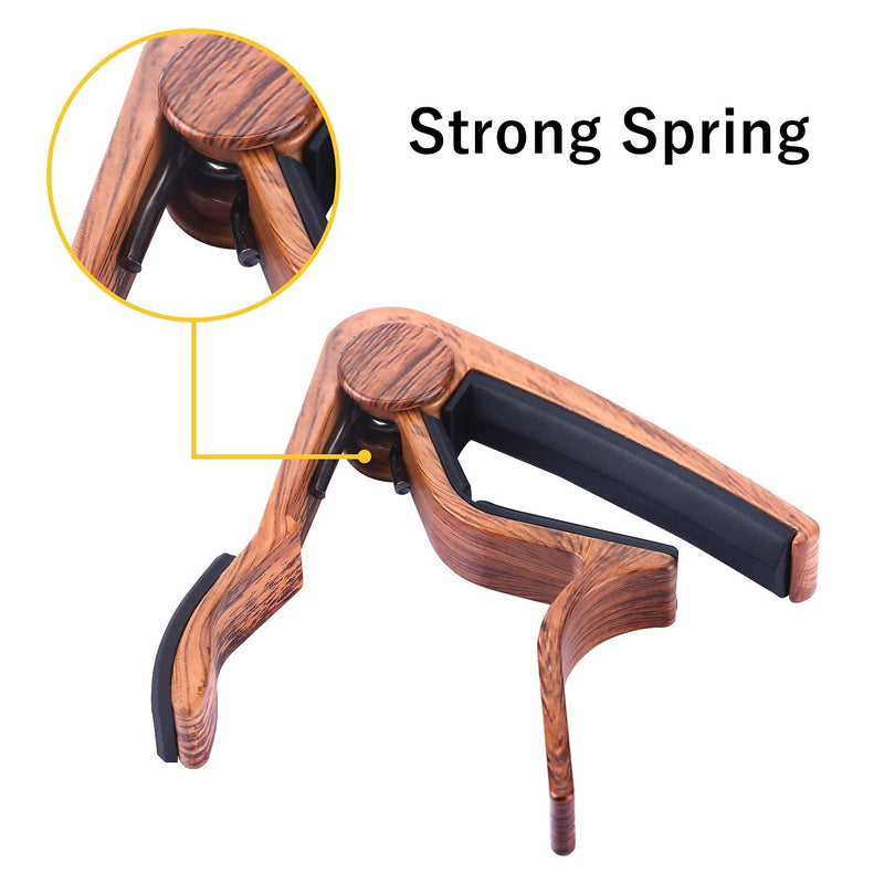 [AUSTRALIA] - MOREYES Guitar Capo for Acoustic Guitar,Ukelele, Electric Guitar,Bass with Wood Color Guitar Picks (Mirabow color) 