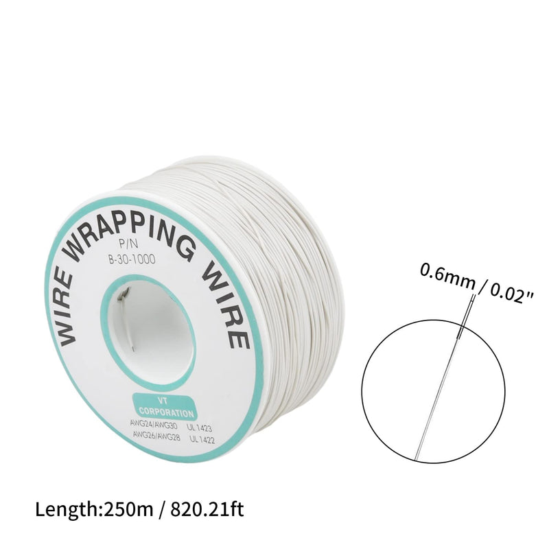 Fielect OK Wire Tin Plated Copper Cord Wire Wrapping 30 AWG 250m Length White white;250M