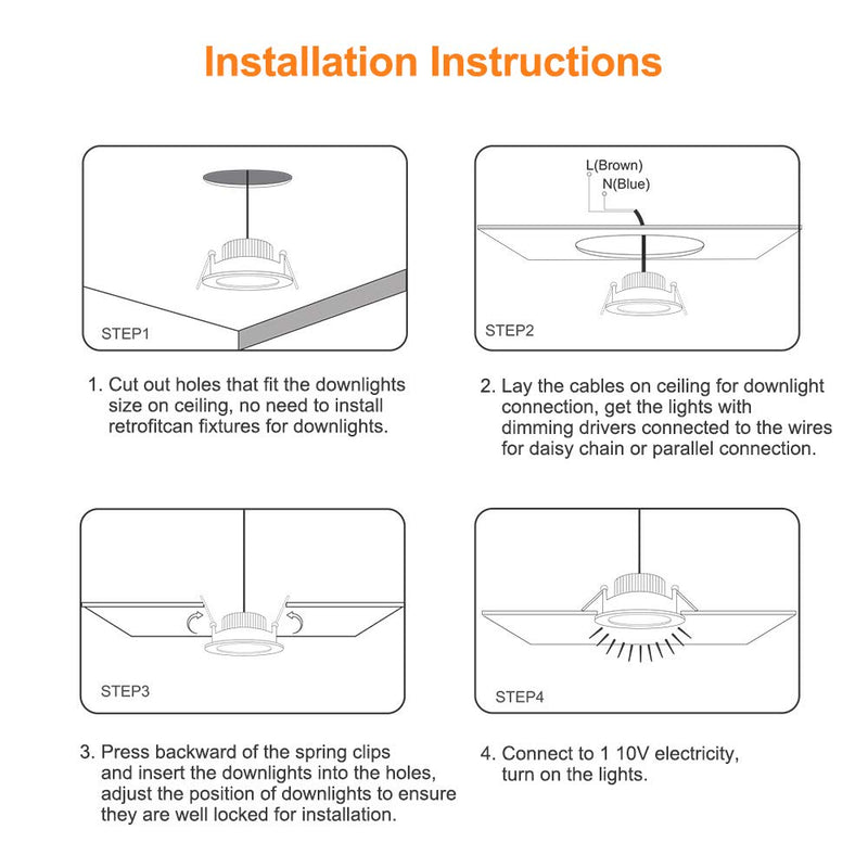 NineBright 3 Inch LED Recessed Lighting, Dimmable Downlight, 5W, 2700K Ultra Warm White, Spotlight Ceiling Light Fixture, CRI80, Black Trim, Ceiling Light with LED Driver (4 Pack)