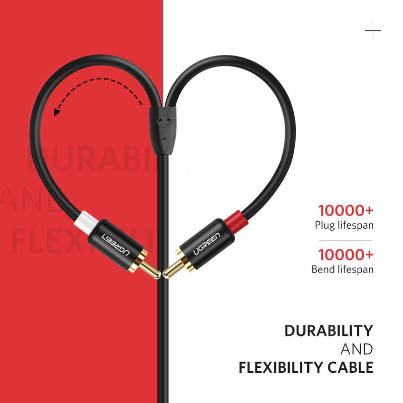 UGREEN 3.5mm Female to 2RCA Male Stereo Audio Cable Gold Plated for Smartphones MP3 Tablets Home Theater