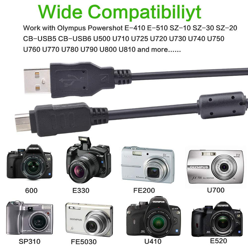 Sqrmekoko USB Interface Charging Data Transfer Cable for Olympus Stylus Tough TG 860 TG 870 TG 830 TG 630 Cameras
