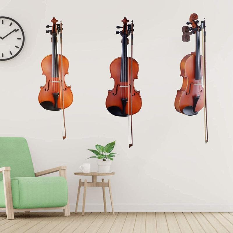 Violin Viola Wall Mount Hanger,Violin Viola Hook,Black Walnut Violin holder,with Bow Hook,Home & Studio Wall Mount Violin Hangers (Black Walnut) Black Walnut