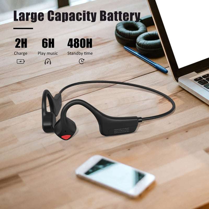YouthWhisper Bone Conduction Headphones Bluetooth 5.0 with Mic, Titanium Lightweight, Open-Ear Wireless Sweatproof, Music Answer Phone Call for Running Hiking Driving Bicycling - Black