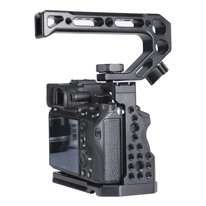 UURig C-A73 A7 III Camera Cage for Sony A7 Series A7R III/A7 III, Top Cold Shoe Microphone Light Mount/Arri Hole Extension, Stable Vlogging Video Cage with Arca Swiss Quick Release Plate