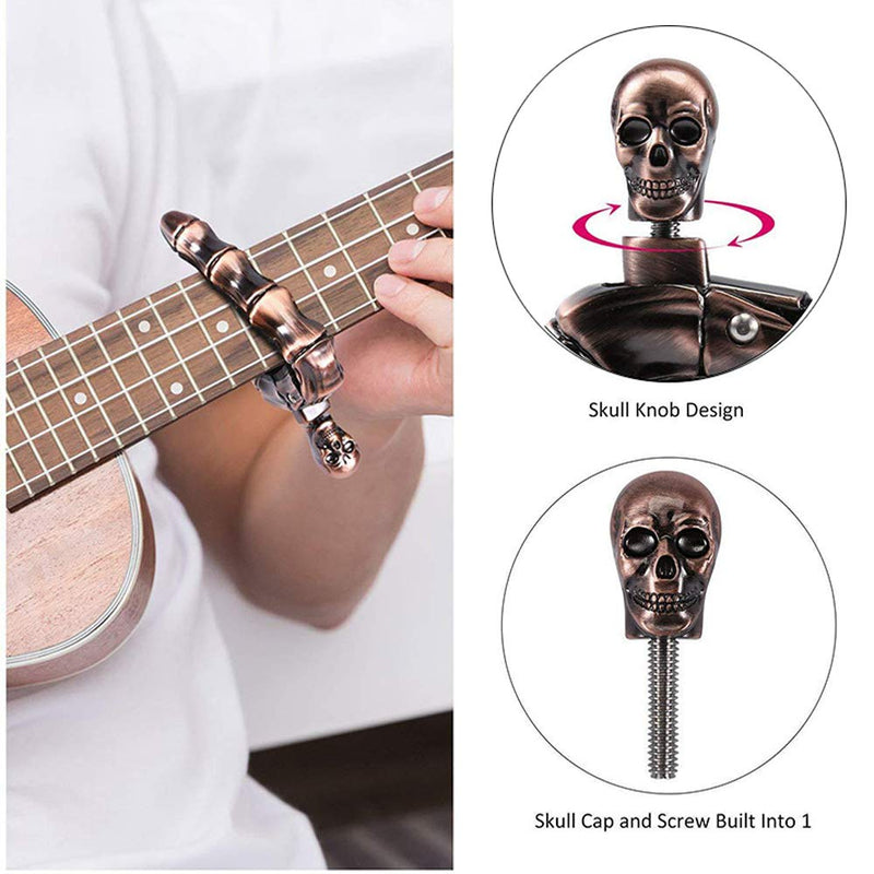 Guitar Capo Skull Capo for Acoustic and Electric Guitar Skeleton Head Ukulele Capo for Banjo Mandolin Bass and Classical Guitar Comes with 5 Picks Bronze