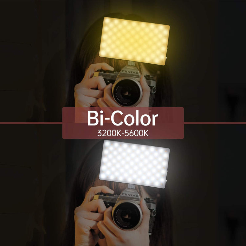 Led On Camera Video Light Mini Pocket Size 9W Built-in 4040mAh Rechargeable Lithium Battery CRI96+ Bi-Color 3200K-5600K Portable Professional Photography Lamp for Shooting YouTube Vlog Filming