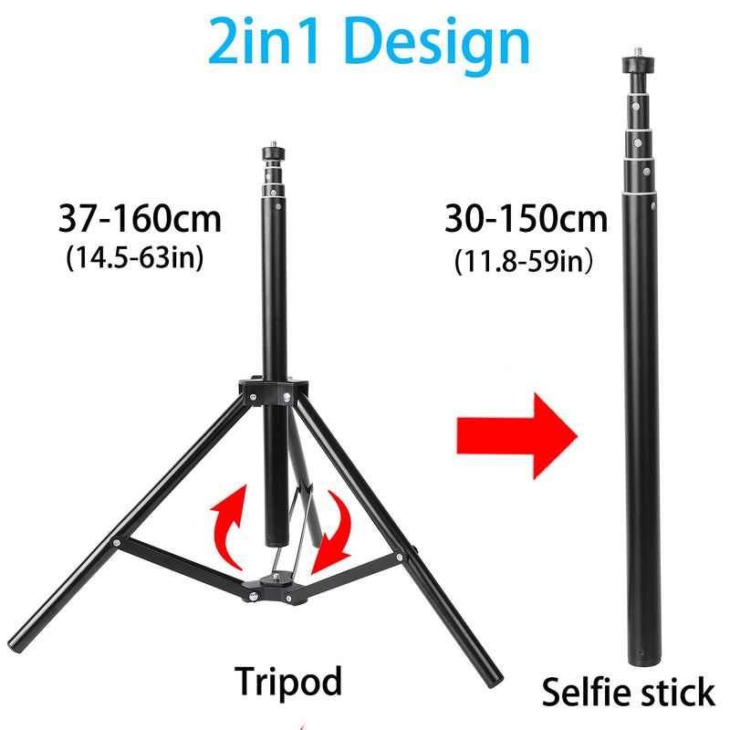 PellKing 2in1 Tripod Extension Rod 59in Adjustable Selfie Stick with Phone Clip for DJI OM4 5/Osmo Mobile 3 2/Feiyu Zhiyun and More Hand Held Gimbal Stabilizer Accessories