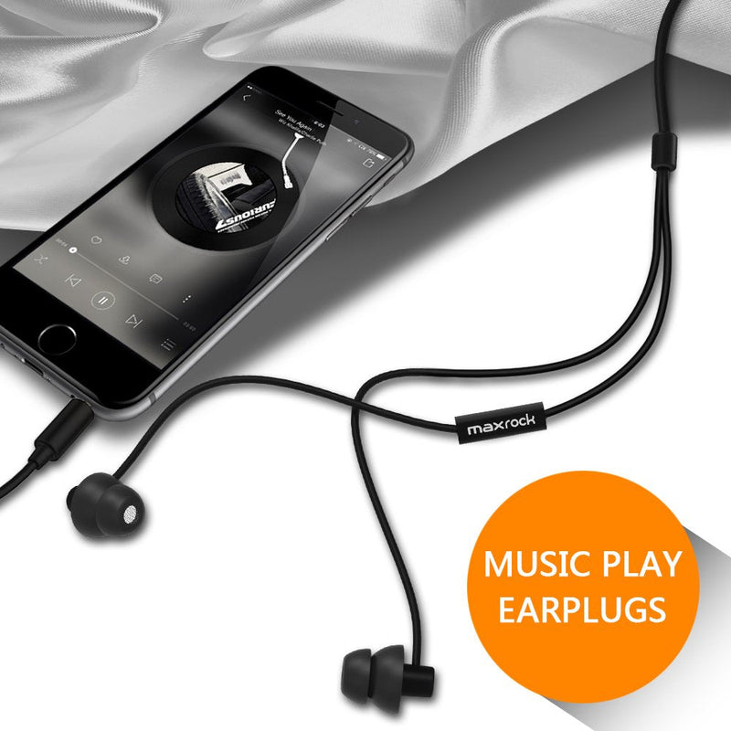 MAXROCK Sleep Earplugs - Noise Isolating Ear Plugs Sleep Earbuds Headphones with Unique Total Soft Silicone Perfect for Insomnia, Side Sleeper, Snoring, Air Travel, Meditation & Relaxation(Black) Black
