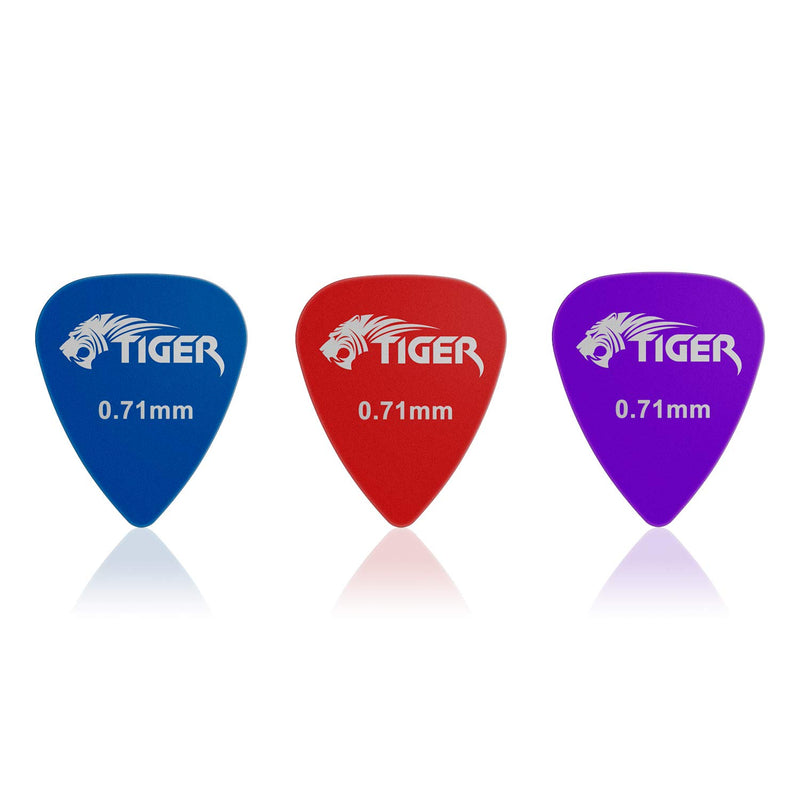 Tiger Guitar Plectrums with Pick Tin - 12 Gel 0.71mm