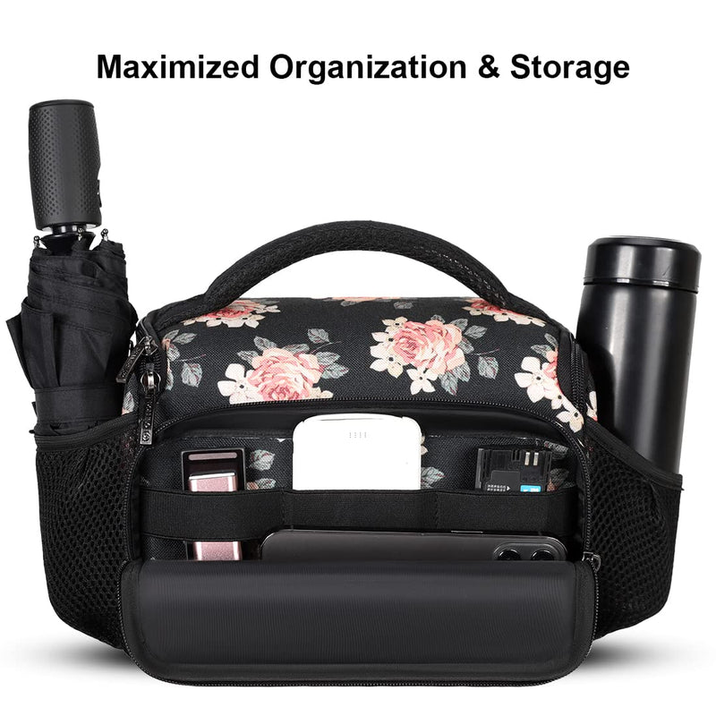 DOMISO Camera Bag Case Waterproof Anti-Shock Shoulder Bag, Flower