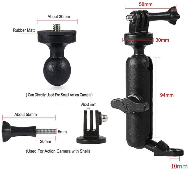 360°Motorcycle Rearview Mirror Stand for GoPro Camera Clamp Mount Holder Canon Hero10/9/8/7/6/5/4/3+ Action Cameras Accessory (Rearview Mirror)