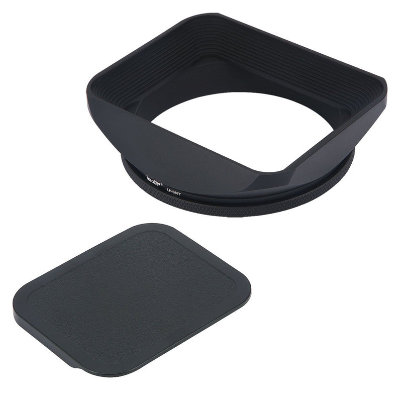 Haoge 67mm Square Metal Screw-in Mount Lens Hood Shade with Cap for 67mm Canon Nikon Sony Leica Leitz Carl Zeiss Voigtlander Nikkor Panasonic Fujifilm Olympus Lens and Other 67mm Filter Thread Lens