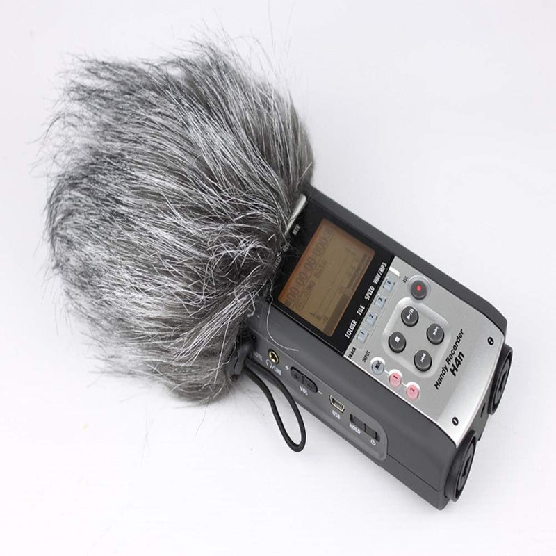 ORETG45 Microphone Windscreen, Furry Windscreen Wind Shield Mic Windshield Muff Fur Custom Fit for ZOOM H4N/H2N Condenser Microphone Grey White