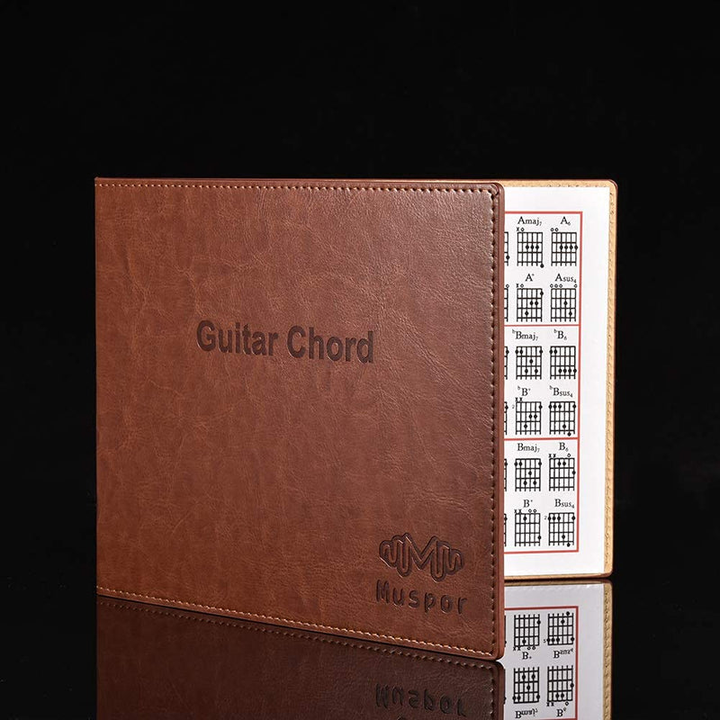 Alnicov Guitar Chord Book PU Leather Portable Paperback Book for 6 String Tablature Guitarra Finger Exercise