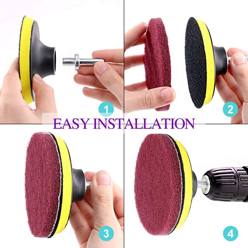Auniwaig 7 Inch 1000-Grit Drill Power Brush Tile Scrubber Scouring Pads Disc Hook and Loop Cleaning for Bathroom & Kitchen Cleaning Gray 2Pcs 1000# 2pcs