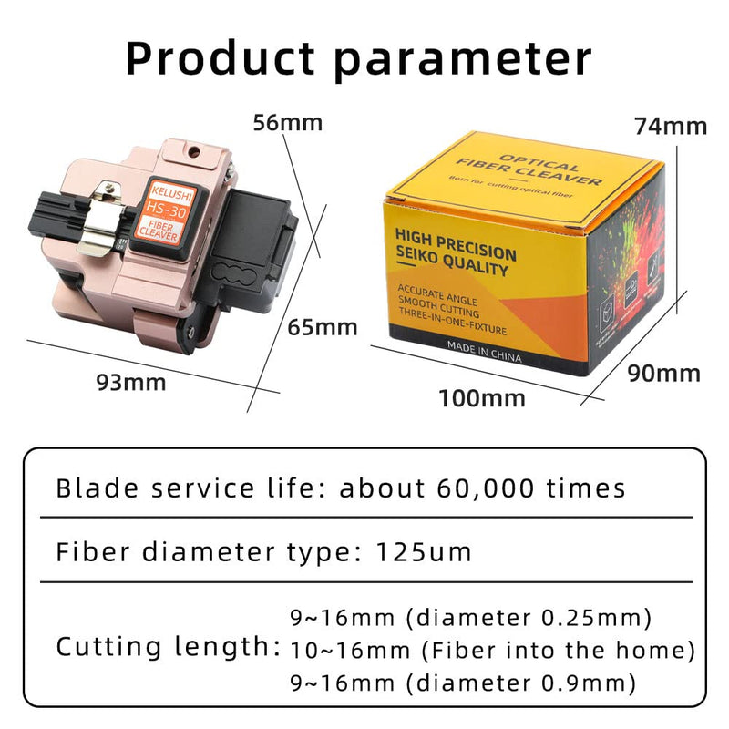 Fiber Cleaver HS-30 Cable Cutting Cutter Fiber Optic Cable Connector FTTH Tool Cutter High Precision FTTH Fiber Cleaver 16 surface blade