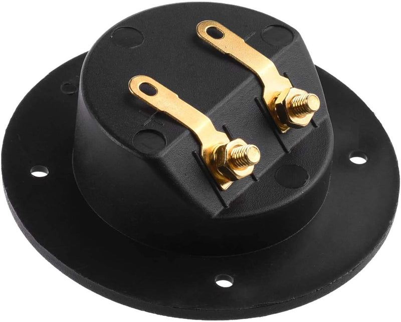 BLUECELL 1 Pair 3-Inch Double Binding Round Gold Plate Push Spring Loaded Jacks Speaker Box Terminal Cup