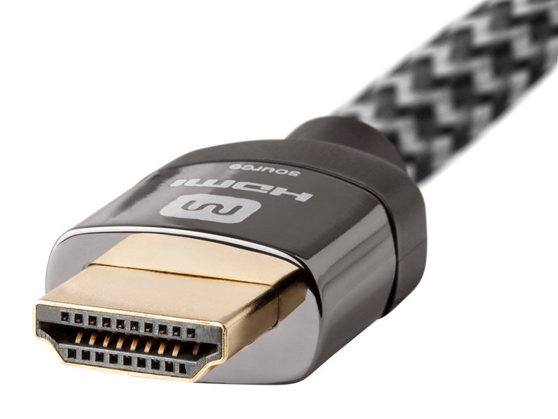 Monoprice HDMI High Speed Active Cable - 30 Feet - Gray, 4K@60Hz, 18Gbps, HDR, 28AWG, YUV, 4:4:4, CL3 - Luxe Active Series Black 30ft