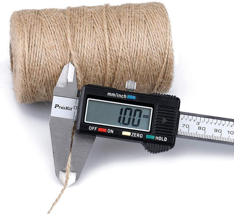 328 Ft Natural Jute Twine String Thin Ribbon Hemp Twine for Craft Plant Gift Wrapping Christmas Handmade Arts Decoration Packing String Home decor (328 Ft (100M)) 1pc * 328ft(100m)