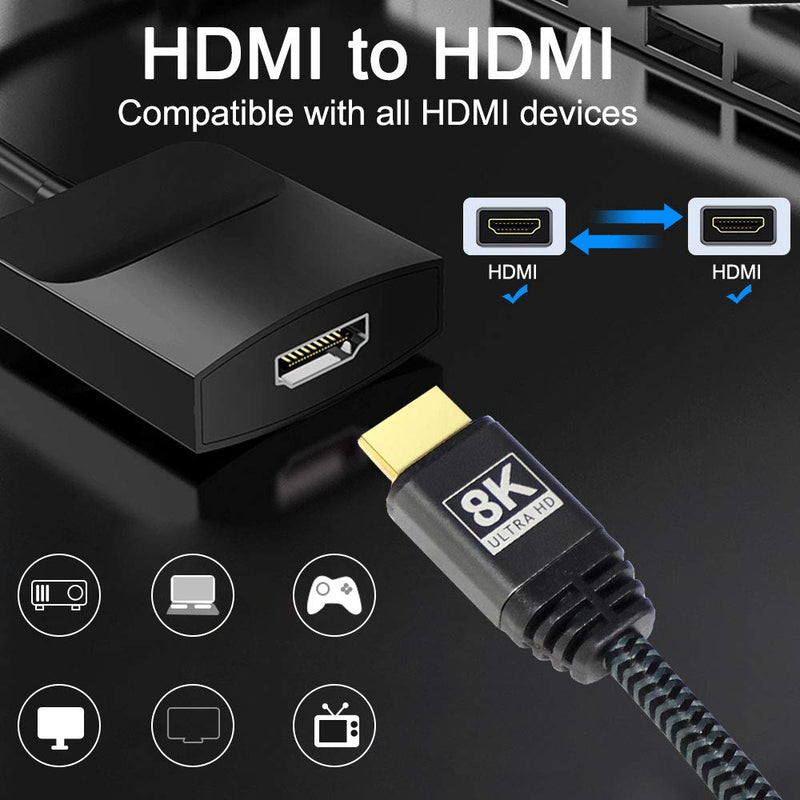 8K HDMI 2.1 Cable 3ft, PEUZAVA Ultra High Speed 48Gbps 8K60 4K120 HDMI Cord with eARC HDR 4:4:4 HDCP 2.2&2.3 Dolby Compatible with Apple Samsung Sony LG TV Playstation 5 PS5 PS4 Switch Xbox Series X