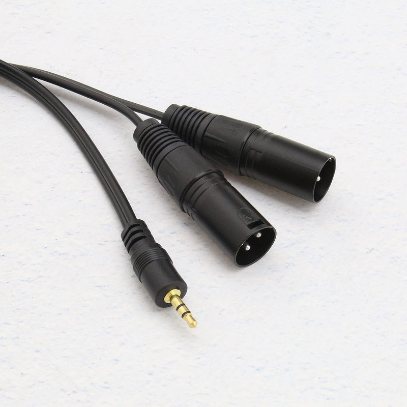 3.5mm to Dual Male 3 Pin XLR Cable 1.5m Gold Plated Interconnect Audio Microphone Cable for Mixer Microphone Audio