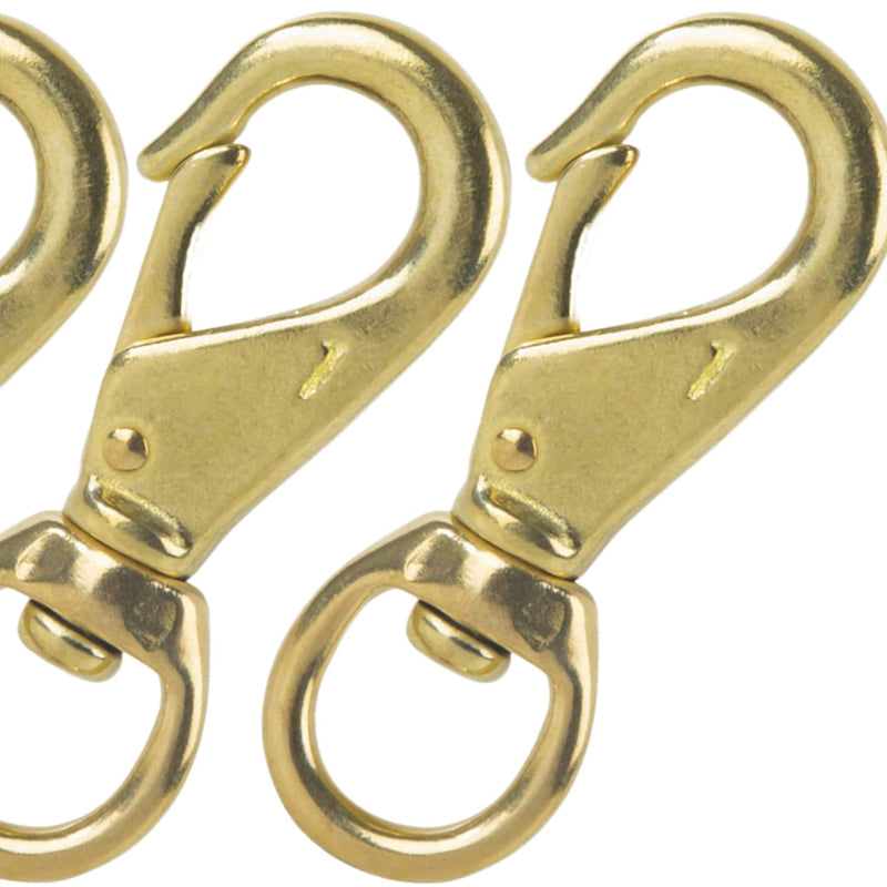 Faneta 3-1/4'' Brass Swivel Snap Hooks Heavy Duty 3/4'' Swivel Eye - Solid Brass Scuba Diving Clips #1 - Seadog Line, Anchor Lines, Bags, Belting, Leashes, Straps, Luggage, Leathercarft (Pack of 4)