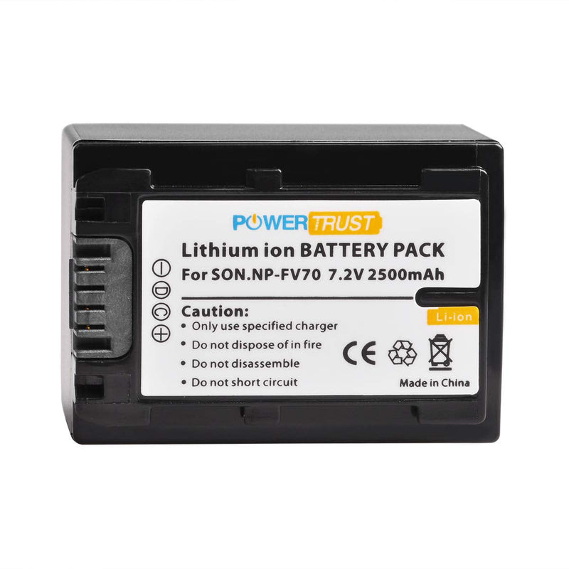 PowerTrust NP-FV70 Battery and LCD USB Charger for Sony HDR-CX190 HDR-CX200 HDR-CX210 HDR-CX220 HDR-CX230 HDR-CX260V HDR-CX290 HDR-CX380 HDR-CX430V HDR-CX580V HDR-CX760V HDR-PJ230 HDR-PJ380