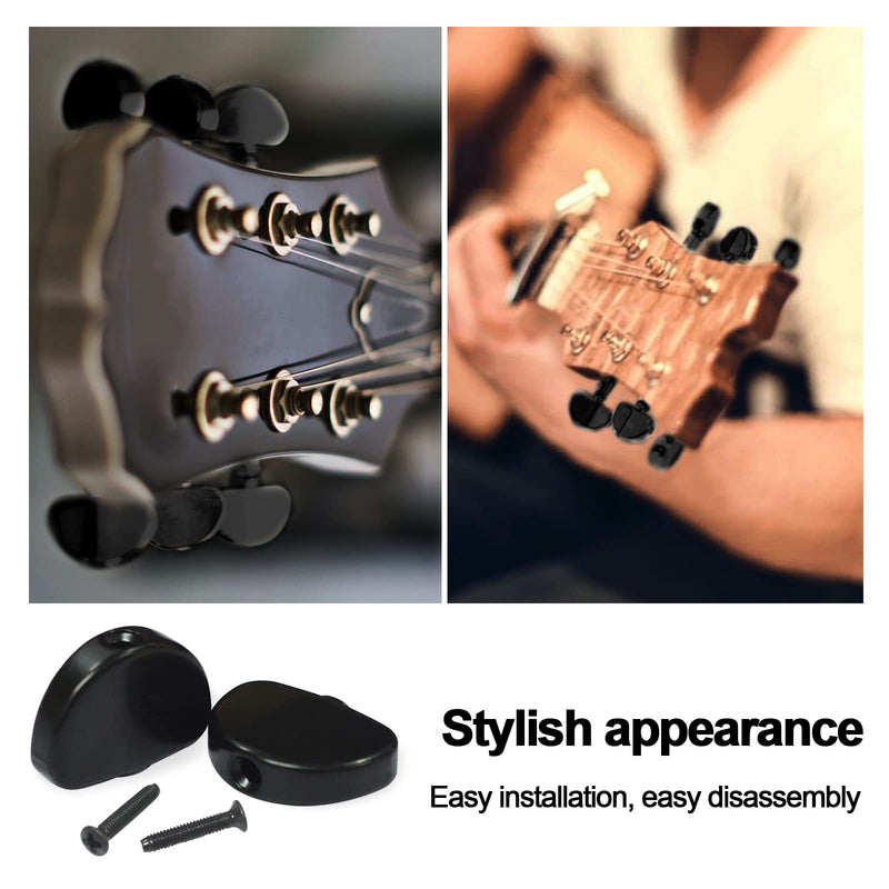 MAXCHEER 6PCS Metal Big Semicircle Guitar Tuning Pegs Tuners Machine Heads replacement Buttons knobs Handle (Black) Black