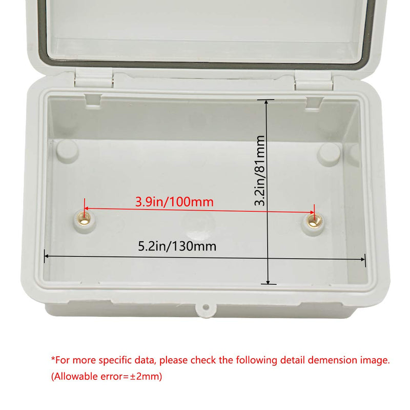 Zulkit Junction Box ABS Plastic Dustproof Waterproof IP65 Electrical Boxes Hinged Shell Outdoor Universal Project Enclosure 5.9 x 3.9 x 2.8 inch (150x100x70mm) 5.9" x 3.9" x 2.8"