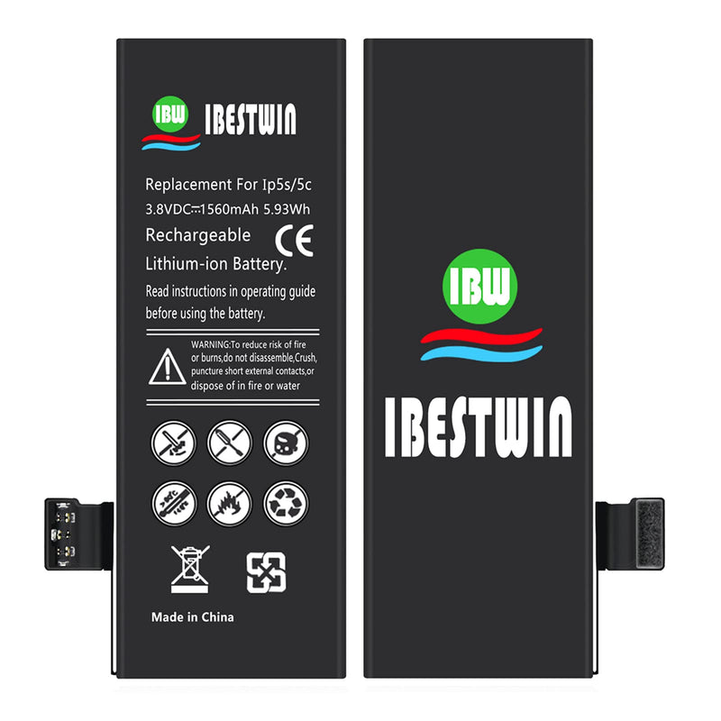 Battery for iPhone 5S 5C, IBESTWIN 1560mAh Replacement Battery for IP 5S 5C with Full Repair Tool Kit, 0 Cycle 3 Years Warranty