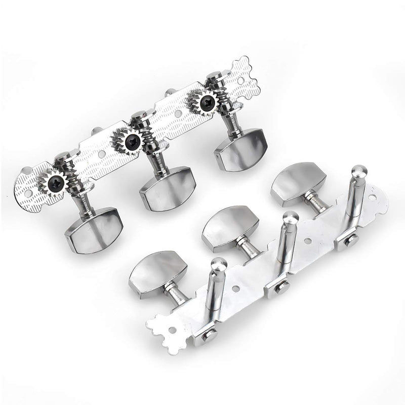 NATUCE 1 Pair Guitar Machine Heads,Left & Right Guitar String Tuning Pegs Machine Heads,Metal Machine Heads Tuner for Electric or Acoustic Guitar (Silver)