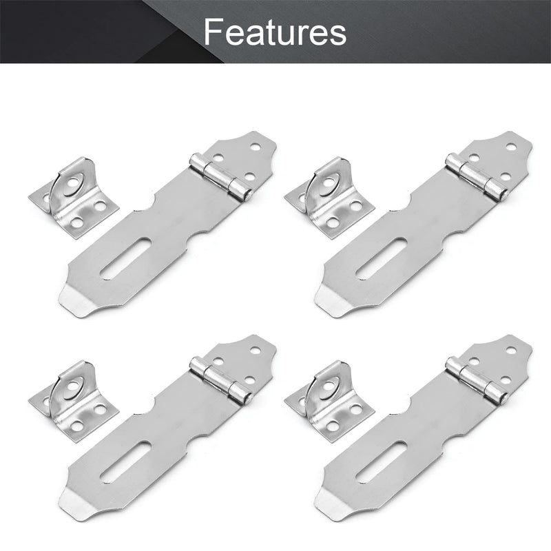 MroMax Hasp Staple Padlock Latch,94mm Length,Stainless Steel Furniture Cupboard Door Stainless Steel Silver Tone 10pcs