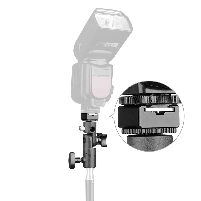 Updated Anwenk Flash Bracket Mount Flash Stand Light Stand Bracket Mount with Umbrella Holder Mount Swivel, Compatible with Canon Nikon Pentax Olympus Camera Flashes Speedlite Studio LED Light -1Pack New Flash Bracket 1Pack