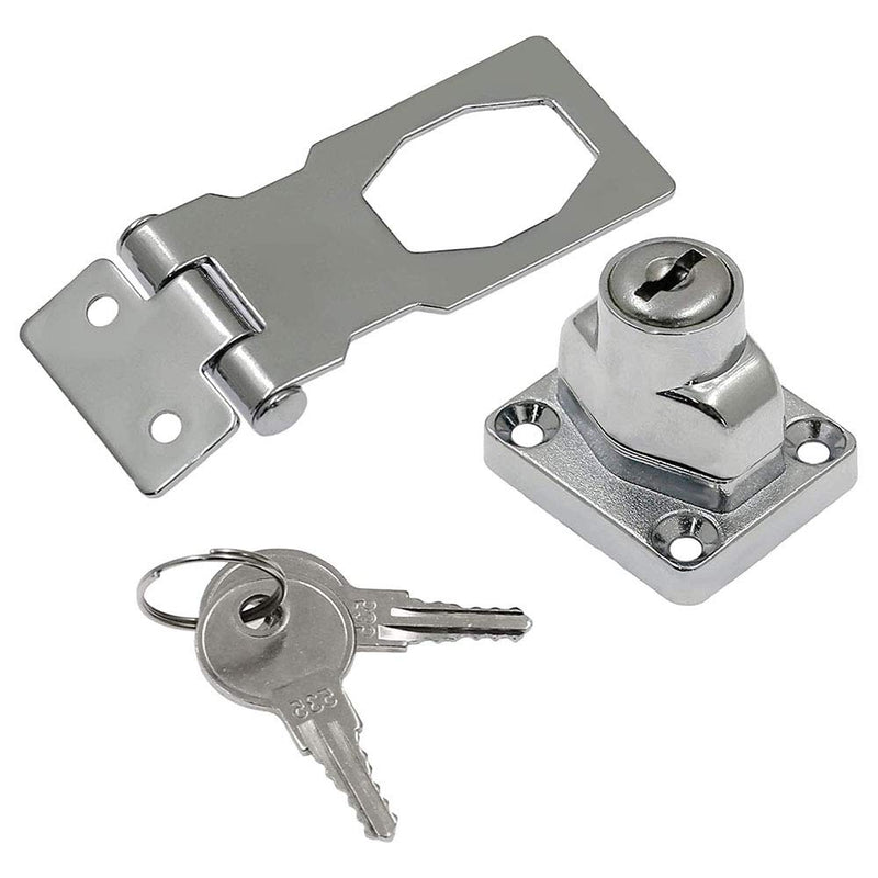 [AUSTRALIA] - 2Pcs Keyed Hasp Locks 3 Inch Twist Knob Keyed Locking Hasp, Metal Safety Hasp Latches Keyed Different for Small Doors, Cabinets (Sliver) 
