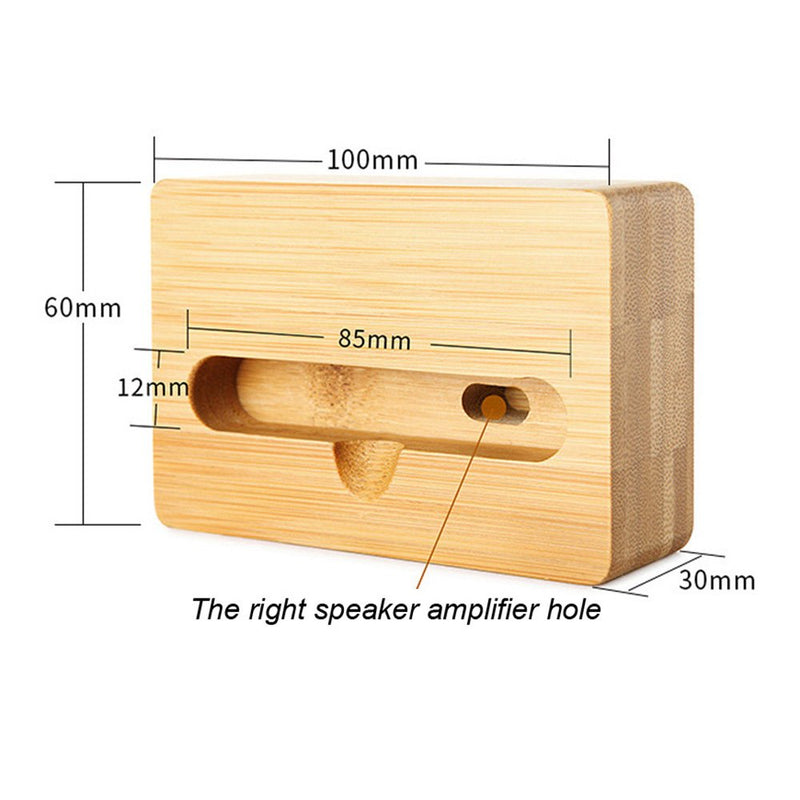 Cell Phone Stand Amplifier, Fanshu Desktop Mobile Phone Holder, Universal Portable Wood Cellphone Dock on Desk Bamboo Bed Stand Mount Cradle for Phone Under 5.5 Inches Wood 1