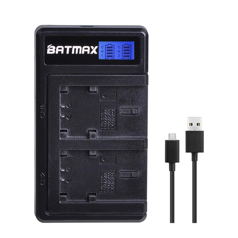 Batmax 2Pcs NP-FV100 Battery + LCD USB Dual Charger for Sony NP-FV70; DCR-SR15, SR21, SR68, SX44, SX85, FDR-AX100, HDR-CX110, HDR-XR160, HDR-CX360V, CX560V, CX700V, HDR-P