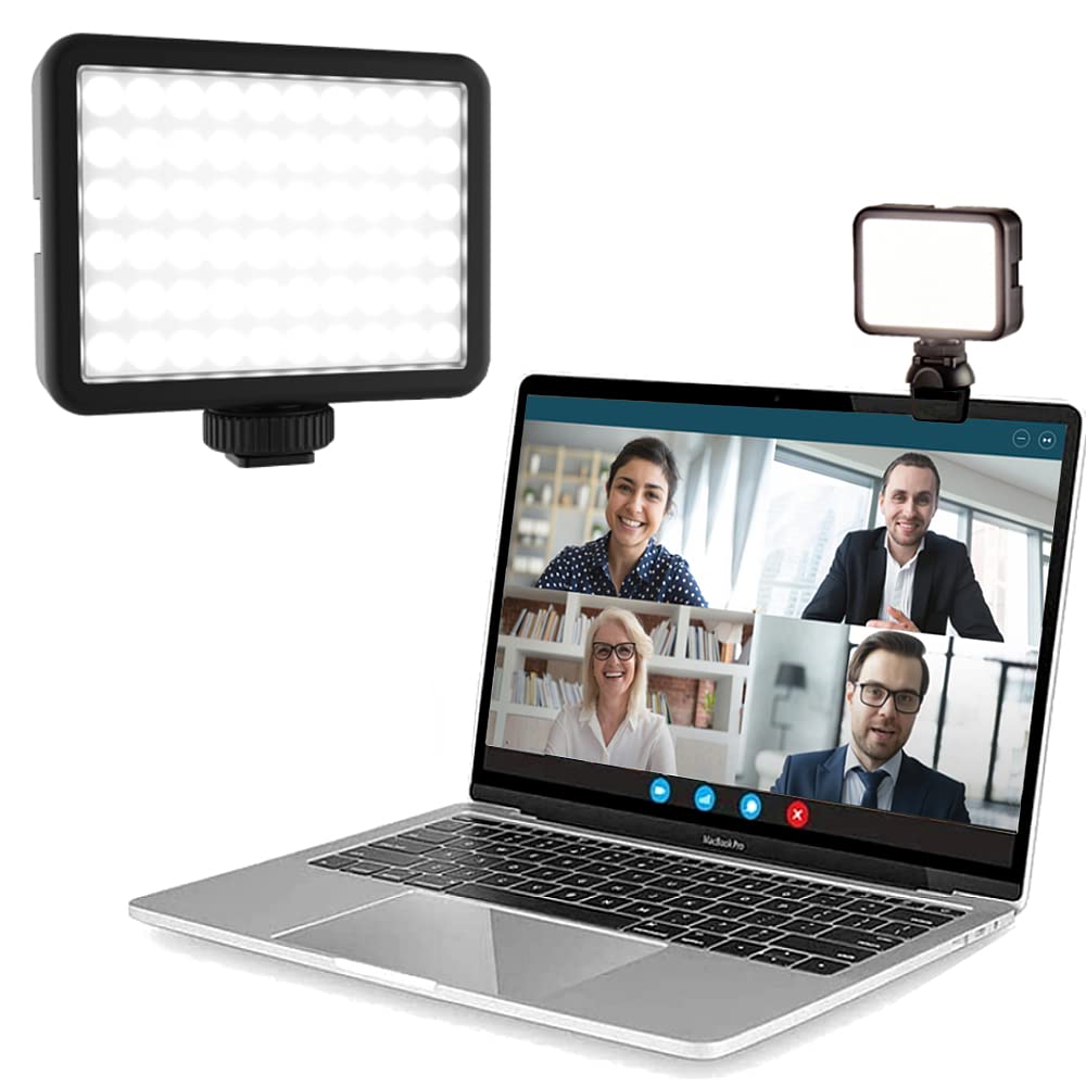 KobraTech Video Conference Lighting Kit | Ultralight LED Video Light | Clip On Computer Webcam Light for Zoom Meetings | Includes Video Light, Laptop Light Mount, Ball Head & More