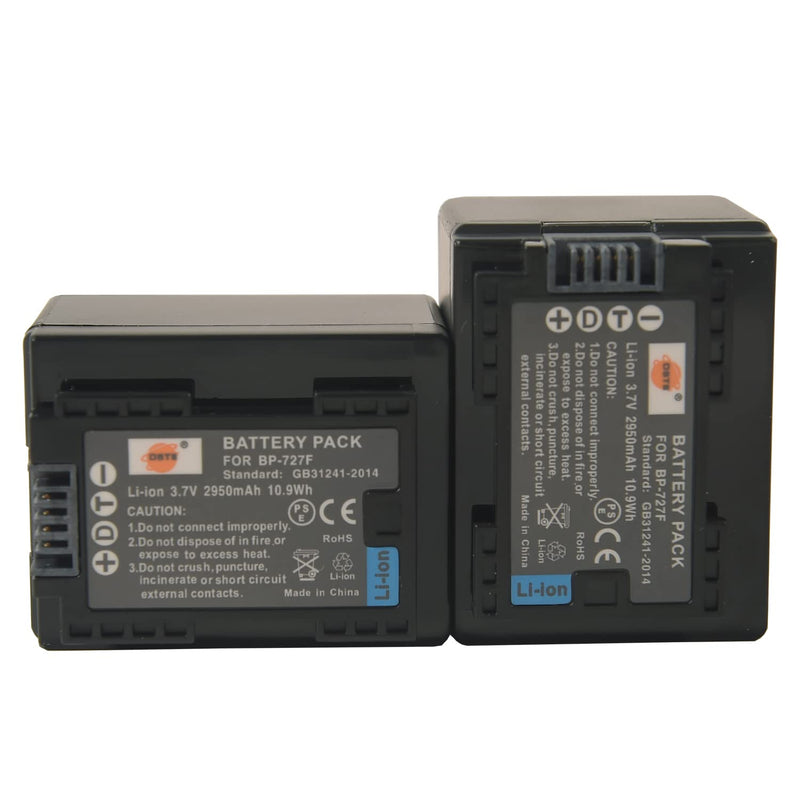 DSTE Replacement for 2X BP-727 Fully Decoded Battery + DC131 Travel and Car Charger Adapter Compatible Canon CG-700 Vixia HF R30 R32 R60 R62 R72 R506 R600 M500 M506 SLR as BP-727F BP-718