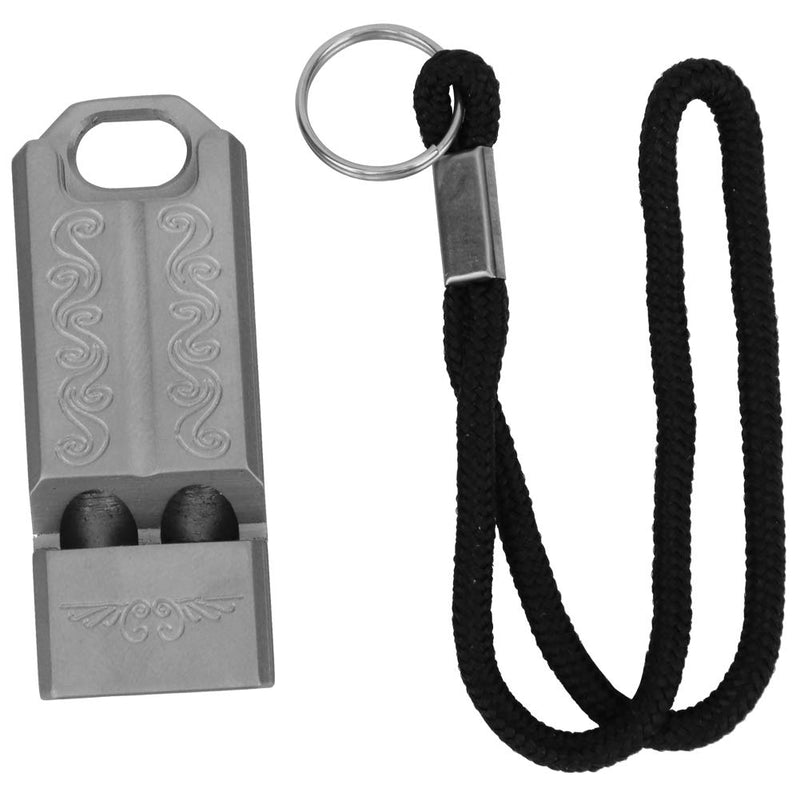 Vbestlife Survival Double Tube Whistle, Titanium Alloy Outdoor Camping Safety Whistle Pendant Emergency Survival Tool with Lanyard