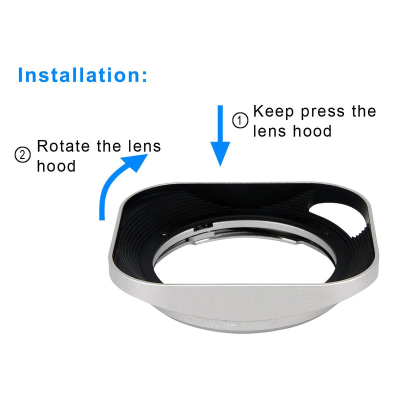 Haoge LH-ZV06P Lens Hood for Carl Zeiss Distagon T 2.8/21 21mm f2.8 ZM, C Biogon T 4.5/21 21mm f4.5 ZM, 2.8/25 25mm f2.8 ZM, 2.8/28 28mm f2.8 ZM, C Sonnar T 1.5/50 50mm f1.5 ZM Hollow Out Designed Square - Silver - Hollow Out Designed